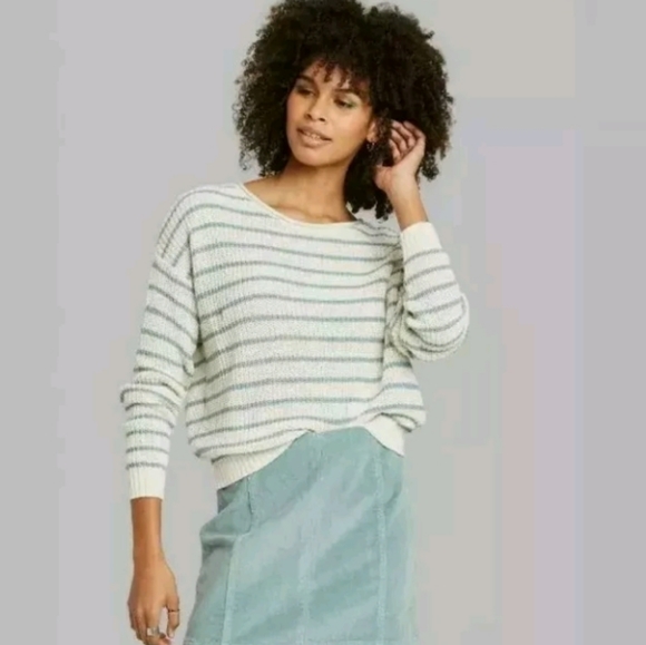 Wild Fable Striped Sweater - Cream and Gray xl - Picture 6 of 9